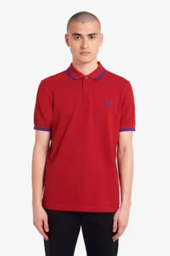 Fred Perry Twin Tipped Polo Deep Red / Cobalt -Halloween Cosplay M3600 L45 1