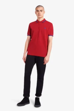 Fred Perry Twin Tipped Polo Deep Red / Cobalt -Halloween Cosplay M3600 L45 6
