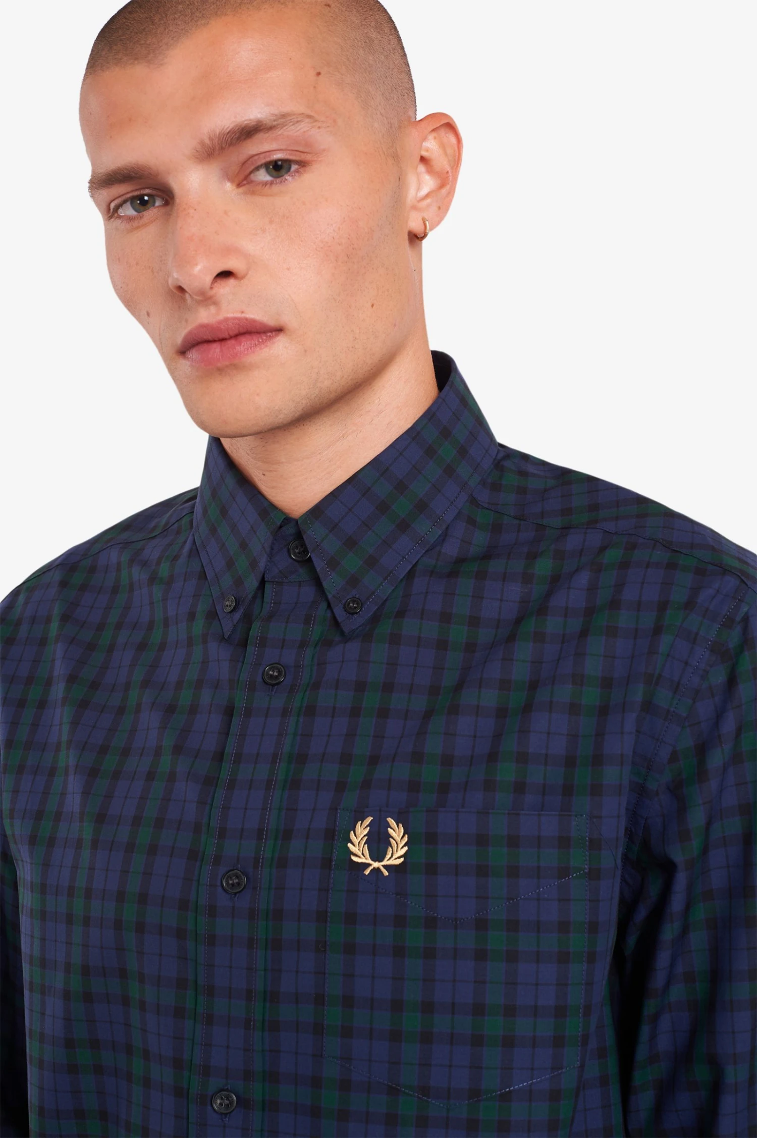 Fred Perry Winter Tartan Long Sleeve Carbon Blue 2 Fred Perry Winter Tartan Long Sleeve Carbon Blue - Image 2