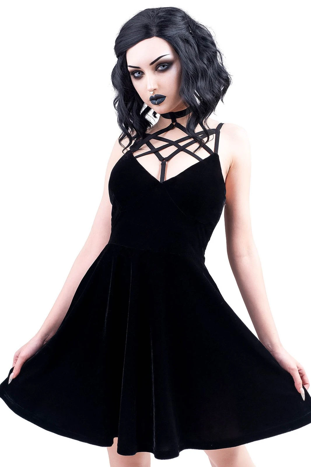 Magica Black Velvet Skater Dress 2 Magica Black Velvet Skater Dress - Image 2