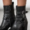Onyx Stud & Buckle Boots