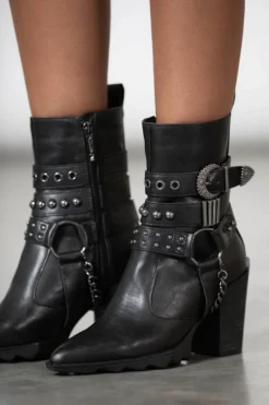 Onyx Stud & Buckle Boots