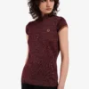 Fred Perry Amy Winehouse Metallic Knitted Shirt Oxblood