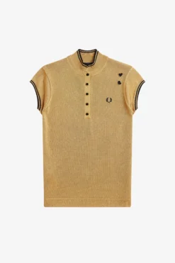 Fred Perry Amy Winehouse Metallic Knitted Shirt 1964 Gold 9 Fred Perry Amy Winehouse Metallic Knitted Shirt 1964 Gold -Halloween Cosplay SK4152 926 2
