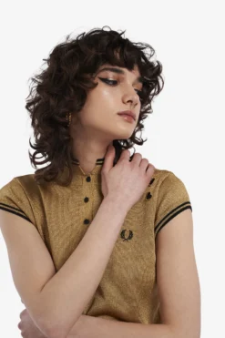 Fred Perry Amy Winehouse Metallic Knitted Shirt 1964 Gold 7 Fred Perry Amy Winehouse Metallic Knitted Shirt 1964 Gold -Halloween Cosplay SK4152 926 4