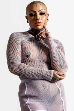 Sweetheart Fishnet Top Pastel Lilac