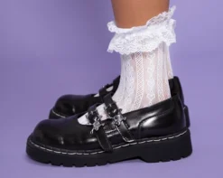 Black 2-Skull Buckle Mary Jane