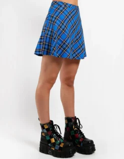 Turquoise Plaid Circle Skirt -Halloween Cosplay TP4453 TURQ CIRCLE S