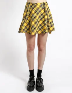 Yellow Plaid Suspender Skirt