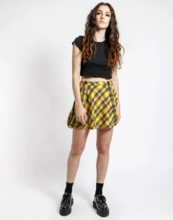Yellow Plaid Suspender Skirt 9 Yellow Plaid Suspender Skirt -Halloween Cosplay YP1182 YELLPLD FL