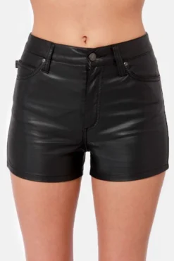 High Waisted Faux Leather Shorts -Halloween Cosplay af12bf48fca3efc07c7133c138fd6046