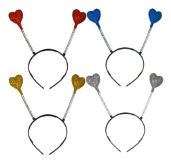 Adults Childs Coloured Glitter Heart Head Boppers Fancy Dress Accessory