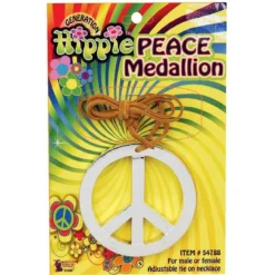 Unisex Hippie Peace Sign Medallion 1970's Fancy Dress Hippy Pendant Accessory