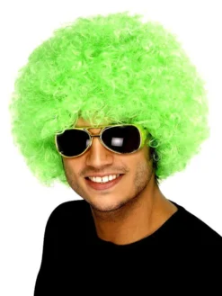 Adults Green Irish St Patricks Curly Afro Hair Wig Paddys Clown Accessory
