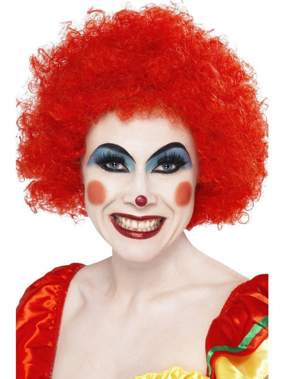 Ladies Crazy Clown Red Curly Fancy Dress Circus Afro Wig 1 Ladies Crazy Clown Red Curly Fancy Dress Circus Afro Wig