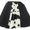 Ladies Cow Print 15" Skater Jesse Animal Fancy Dress Panel Skirt