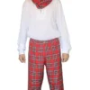 Mens Rock Stewart Red Tartan Trousers & Wig Rock & Roll Fancy Dress Outfit