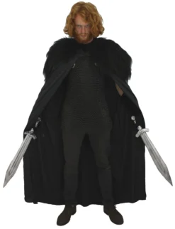 60" Jon Snow Nights Cape With 'BlackWatch' Faux Fur Collar Thrones Fancy Dress
