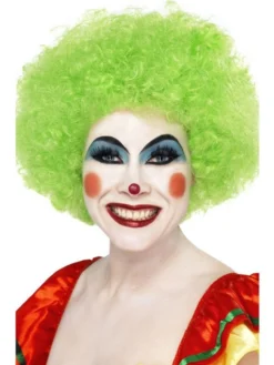 Ladies Crazy Clown Neon Green Ireland Fancy Dress Irish Circus Wig