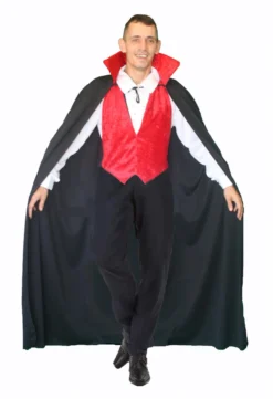 Adults 48" Vampire Collar Cloak & Waistcoat Halloween Dracula Fancy Dress