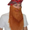 Adults Ginger Scottish Tartan Hat & Beard Highlander Fancy Dress Accessory 2pc Set