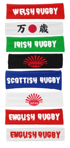 Rugby Headband Blue White Red Black England Scotland Ireland Wales Japan Nations