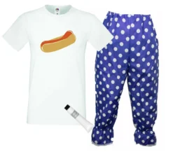 Captain Spaulding 1000 Corpses Hot Dog T-Shirt & Long Blue Polka Dot Bloomers UK