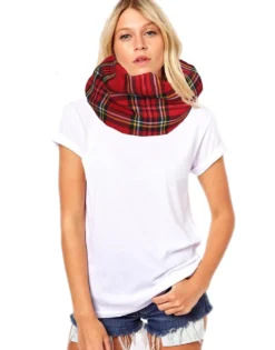 Unisex Adults Red Royal Stewart Tartan Snood Burns Night Fancy Dress Accessory