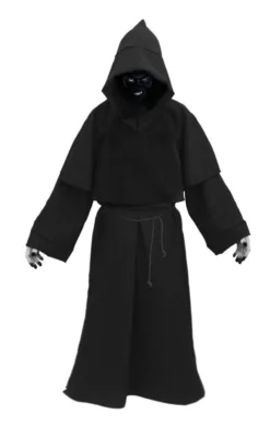 Adults Black Death Robes & Facepaint Scary Halloween Fancy Dress Costume
