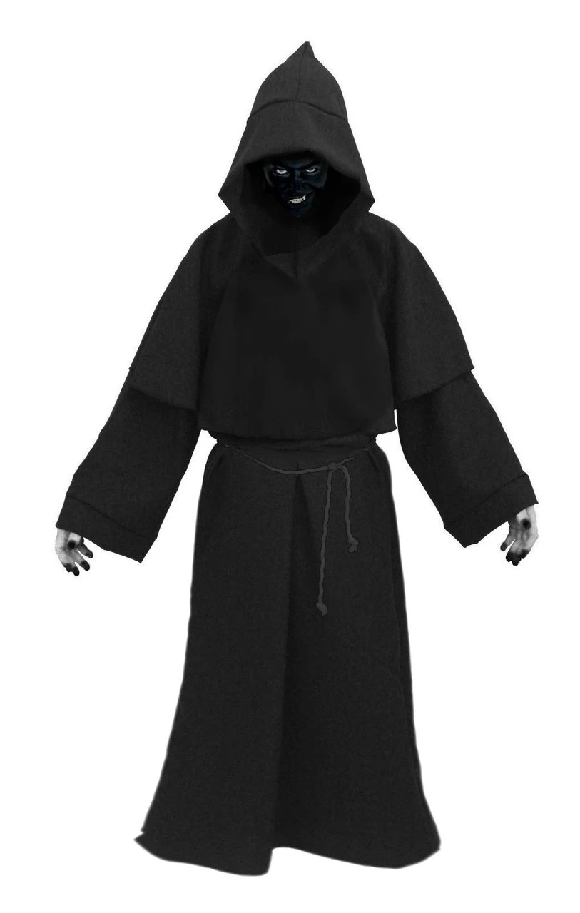 Adults Black Death Robes & Facepaint Scary Halloween Fancy Dress Costume 1 Adults Black Death Robes & Facepaint Scary Halloween Fancy Dress Costume
