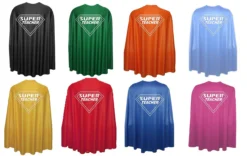 Adults 35" Super Teacher Custom Superhero Shield End Of Term Cape