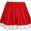 Ladies Red Santa Claus Full Circle 15" Skater Skirt With White Faux Fur Trim