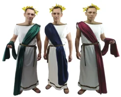 Mens Greek God Roman Senator Grecian Mythology Toga Robes Historical Fancy Dress Costume