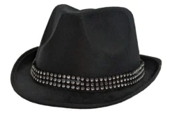 Adults Black Diamante Trilby Hat Jacko Micheal Jackson Billie Jean Pop Star Fancy Dress Costume Accessory [One Size]