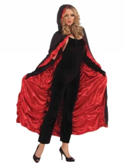 Unisex Adults Black & Red Coffin Cape Vampire Fancy Dress Accessory Halloween
