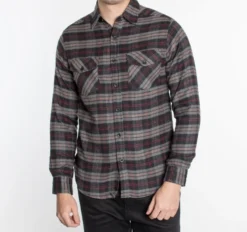 Black & Gray Mens Plaid Flannel