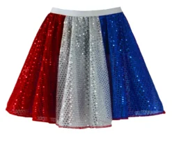 15" France EU Country Flag Rugby Football Sequin Panel Skater Skirt