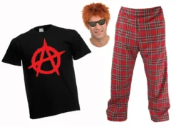 Adults Johnny Rotten Pistol Punk 1970's 70s Anarchist Fancy Dress Costume [2 Sizes]