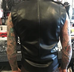 Mens Black Vegan Leather Vest -Halloween Cosplay image 44141cae 7a83 4794 a788 a2a52fd000de scaled