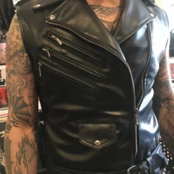 Mens Black Vegan Leather Vest -Halloween Cosplay image 793b8ed0 8d7a 47a2 90aa 4b9fb97bce52 scaled