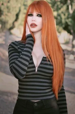 Izora Striped Top Gray