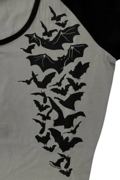 Nokturnal Bats Raglan Skater Dress -Halloween Cosplay nokturnal gray detail