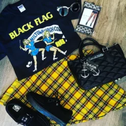 Yellow Plaid Suspender Skirt 8 Yellow Plaid Suspender Skirt -Halloween Cosplay yello